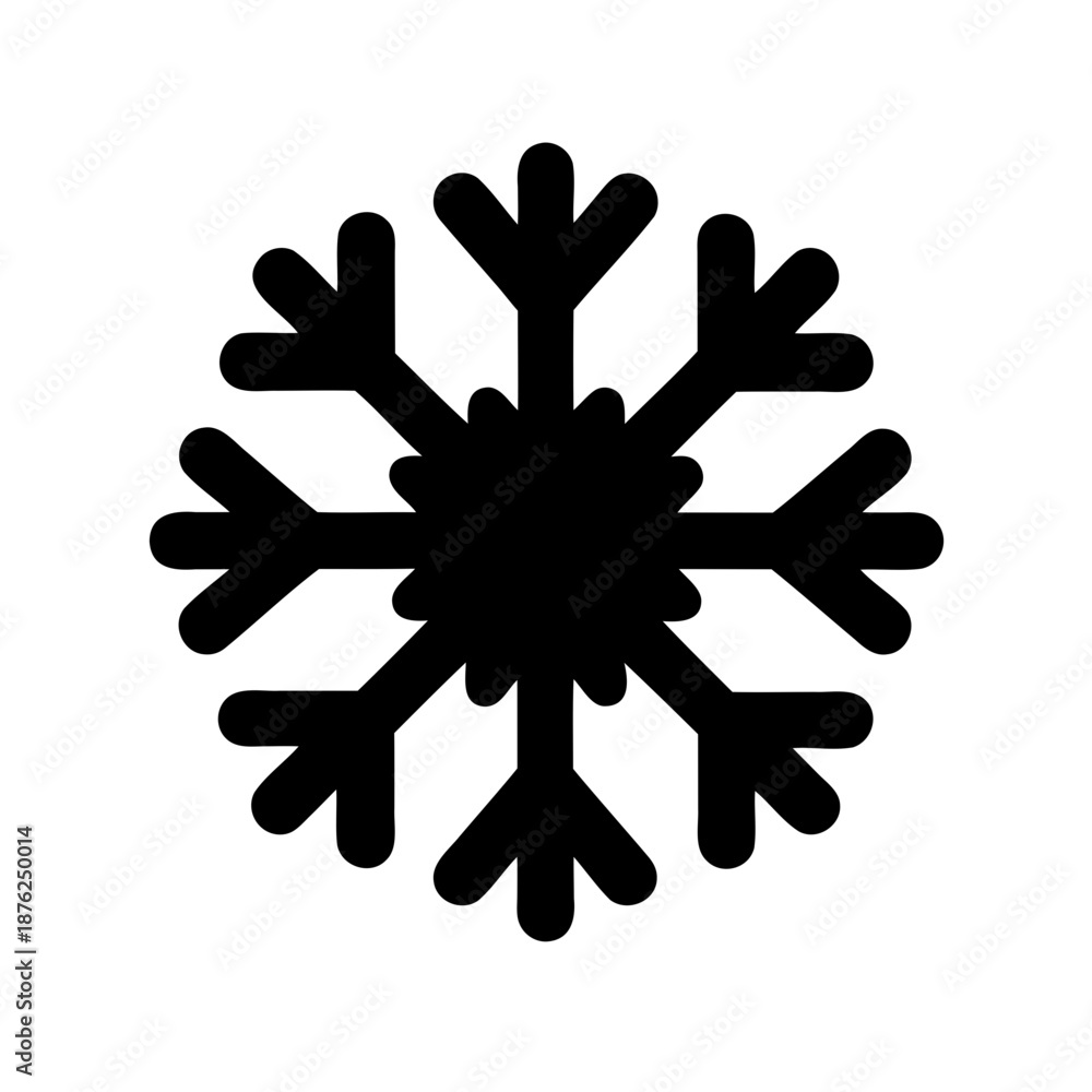 Obraz premium A simplified black snowflake design on white background that evokes winter season