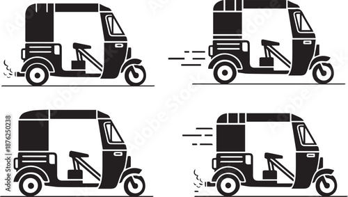 vector illustration of a rickshaw icons