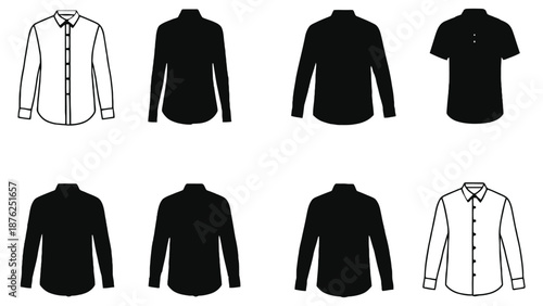 A collection of various shirt styles and designs on a white background