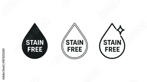 Three stain free logos on a white background for cleaning products