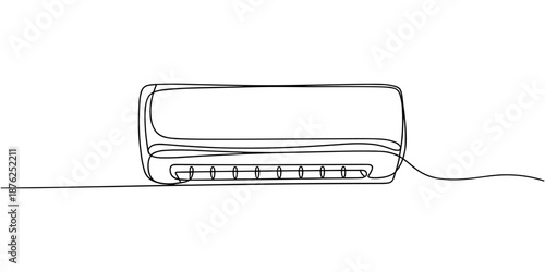 AC indoor unit continuous one line drawing, Air conditioner single line art minimalist style vector illustration  Electricity home appliance concept. Continuous line draw design.