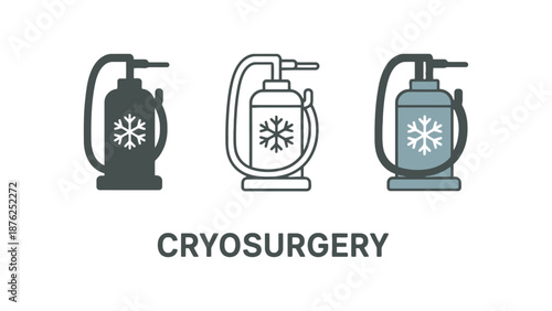 A medical illustration of cryosurgery equipment with snowflake symbols