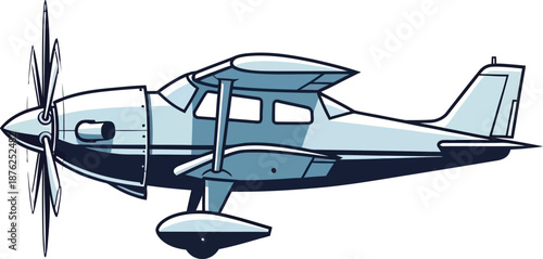 Small Private Jet Airplane Illustration on White Background