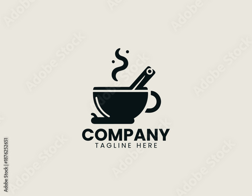 cinnamon tea black vector logo illustration