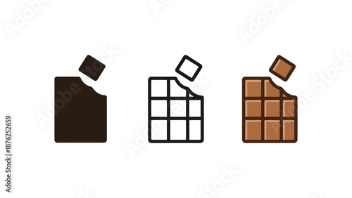 A graphic illustration of chocolate bars in different styles and colors