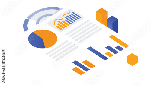 Vibrant business data visualization with charts and graphs