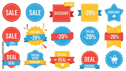 Colorful Sale and Discount Badge Set