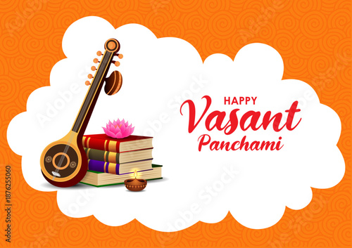 vector illustration of Goddess Saraswati for Vasant Panchami Puja of India