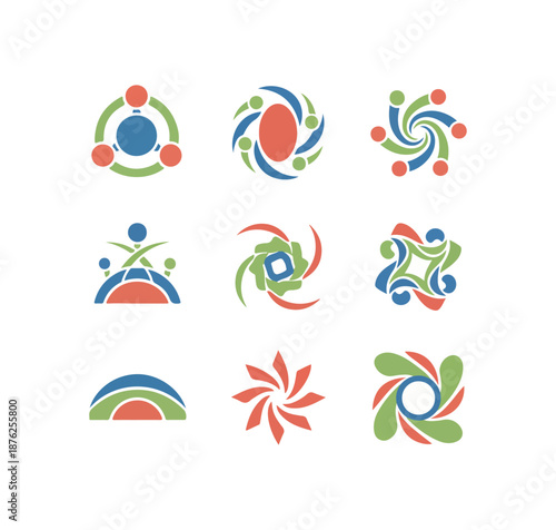 Abstract geometric shapes and designs on black background