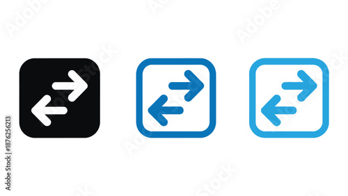 A set of three arrows pointing in opposite directions on a white background