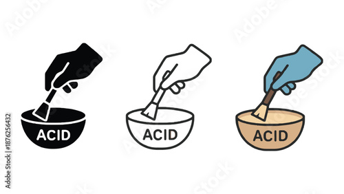 A hand in different colors applying acid with a brush
