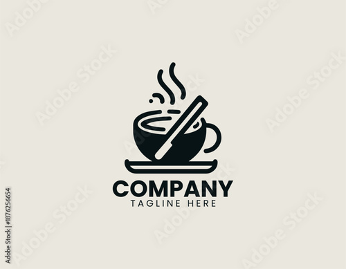 cinnamon tea black vector logo illustration