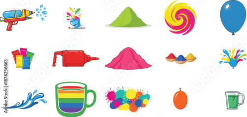 Colorful party icons and objects