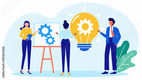 Team brainstorming innovative business ideas together