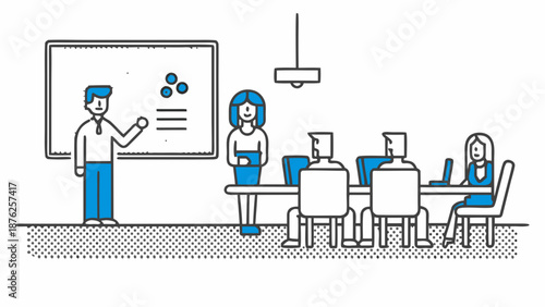 Business team collaborating in modern office space