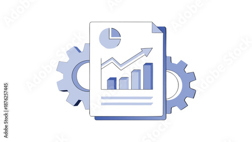Business growth chart with gears for finance and industry analysis