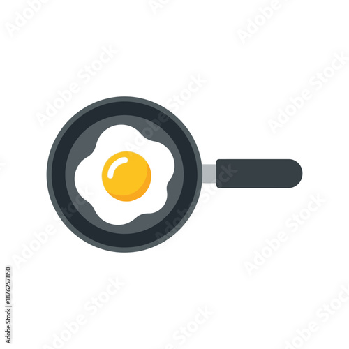 Fried Egg in Pan Vector Clipart Isolated Breakfast Food Illustration