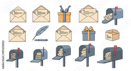 Young boy in pajamas reading a book while sitting on a crescent moon surrounded by fluffy sheep jumping over clouds.