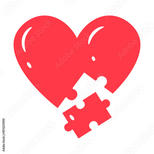 Vector Illustration of a Broken Heart Puzzle Concept