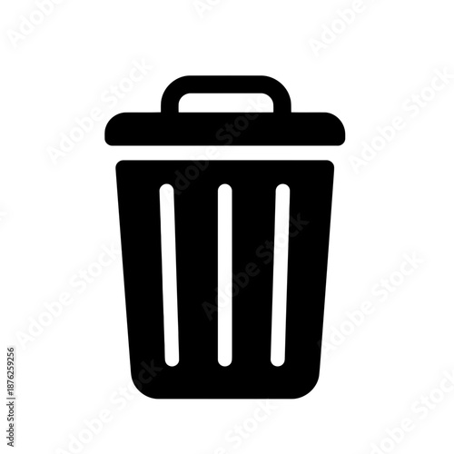 A simple black trash can icon with a lid, representing delete or dispose.