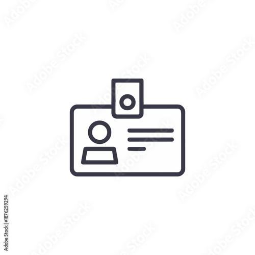 A minimal line art ID card badge icon for identification purposes on transparent background