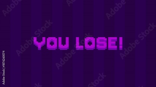 'You Lose' Text Retro 8 Bit Video Game Screen Footage