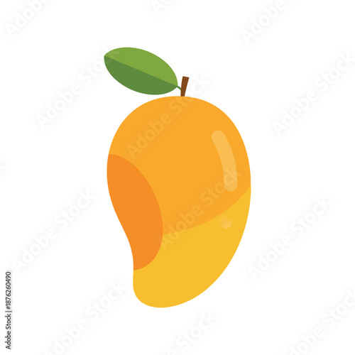 Mango fruit vector clipart isolated, flat colorful tropical summer illustration