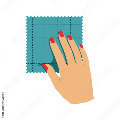 Hand cleaning with cloth vector clipart, flat style hygiene illustration isolated