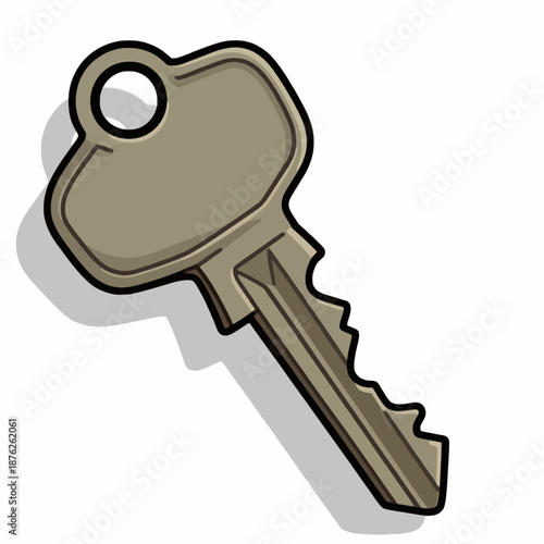 A metallic door key illustration symbolizing security access and problem solving solutions suitable for home safety websites and real estate branding materials.