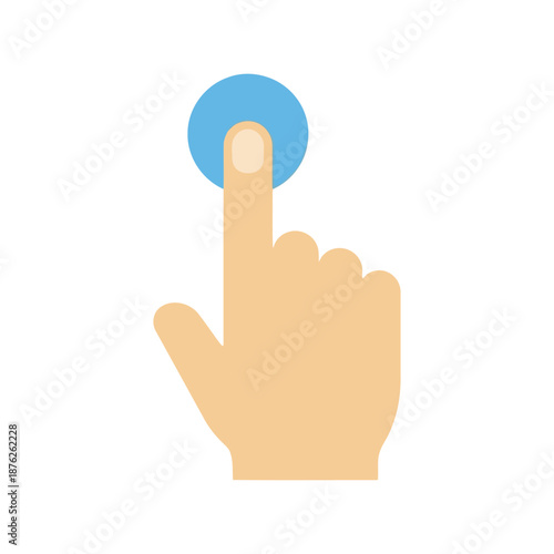 Hand pressing button vector clipart, flat style touch icon for UI and apps