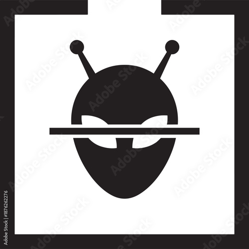 Alien face with scan line symbol vector graphic science fiction contact surveillance concept