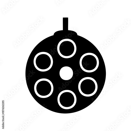 Stylized revolver cylinder with six chambers for bullets icon design