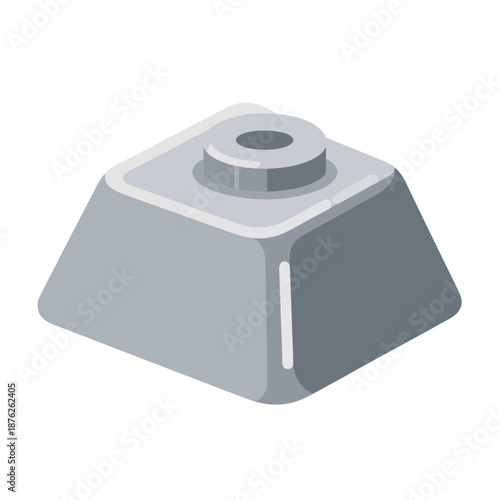Isometric 3D vector graphic of a grey industrial metal pedestal or mounting base for mechanical engineering design projects and structural hardware visualization.