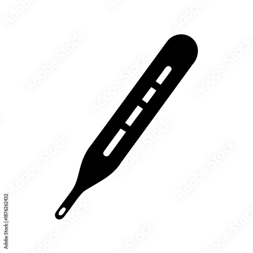 Simple black and white illustration of a medical glass mercury thermometer