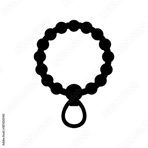 Black And White Rosary Bead Religious Devotional Necklace Simple Iconographic Symbol