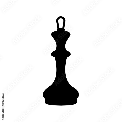 Abstract Black Silhouette of a Chess King on White Background