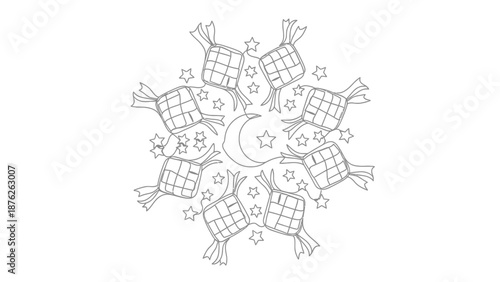 Ramadan kareem background, islamic new year, eid al fitr with ketupat around