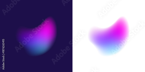 Abstract liquid gradient circle reveals neon colors over glass blot surface, bouncing drops, elastic form, dynamic shape. Plasma glare brightness increases. Vector png banner icon.