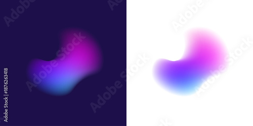Abstract liquid gradient circle reveals neon colors over glass blot surface, bouncing drops, elastic form, dynamic shape. Plasma glare brightness increases. Vector png banner icon.