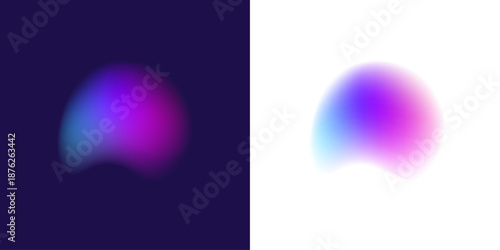 Abstract liquid gradient circle reveals neon colors over glass blot surface, bouncing drops, elastic form, dynamic shape. Plasma glare brightness increases. Vector png banner icon.