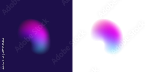 Abstract liquid gradient circle features neon colors through chrome blot texture, falling drops, inflated form, curved shape. Cosmic haze illumination appears. Vector png banner emblem.