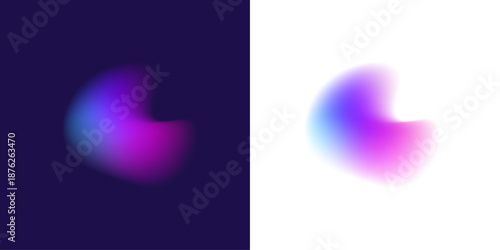 Abstract liquid gradient circle shows neon colors through velvet blot pattern, color splashing drops, dense form, dynamic shape. Photon sparkle shimmer appears. Vector png banner badge.
