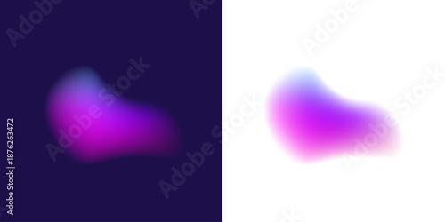 Blot drops float over a translucent gradient circle, liquid textures swirl in neon colors. The circle form appears glossy with smooth shape edges. Vector png banner object.
