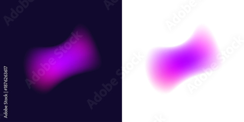Abstract liquid gradient circle reveals neon colors across chrome blot surface, falling purple drops, volumetric form, thick shape. Cosmic glow reflection appears. Vector png banner symbol.