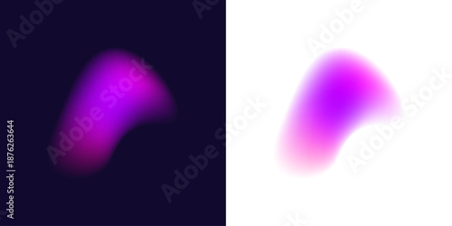 Pearl blot textures overlay a neon liquid gradient circle, while drops rise in soft arcs. The circle maintains a layered form and dynamic shape. Vector png banner emblem.