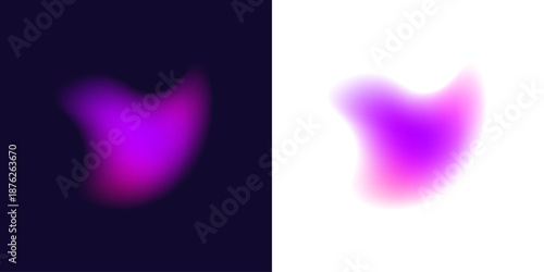 Abstract liquid gradient circle displays neon colors with crystal blot coating, floating drops, inflated form, spherical purple shape. Luminous spectrum glow rises. Vector png banner object.