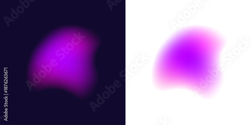 Abstract liquid gradient circle shows neon colors across glossy blot layer, drifting drops, color elastic form, curved shape. Radiant prism shimmer appears. Vector png banner element.