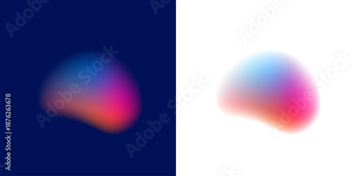 A glowing abstract gradient circle carries liquid neon colors, scattered blot drops shimmer. Circular form and balanced shape define the orb. Vector png banner icon.