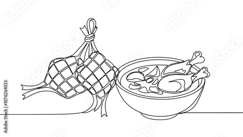 fresh vegetables, healthy food with ketupat