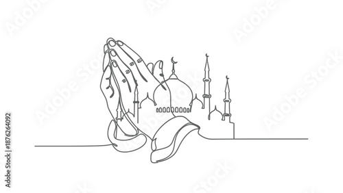 praying hands mosque line art